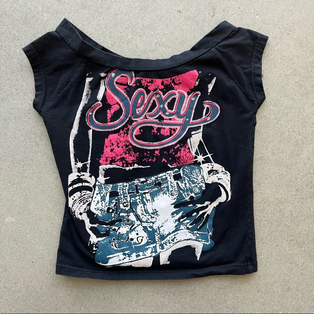 Sexy Y2K Off Shoulder Baby Tee (sold)